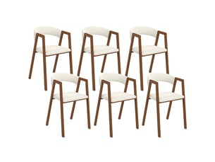 Lot de 6 chaises camille en métal effet noyer et tissu bouclette avec accoudoirs