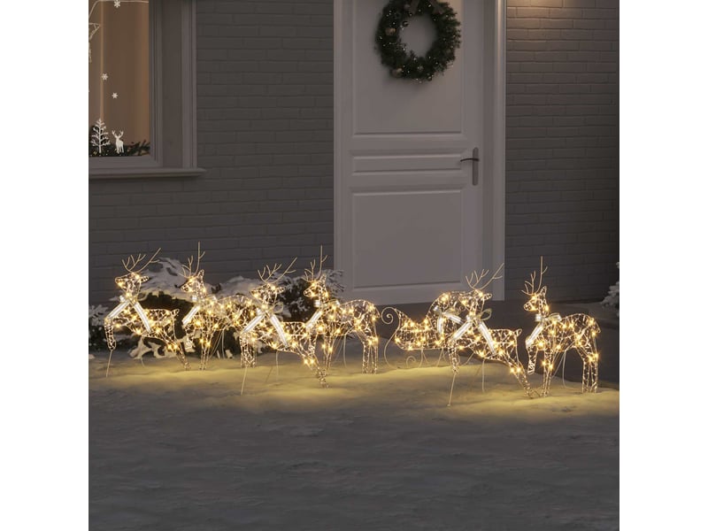 Lot de 7 rennes led, éclairage de noël, décoration de noël 40 led doré 44 x 18 x 65,5 cm pet cf62096 - Conforama B