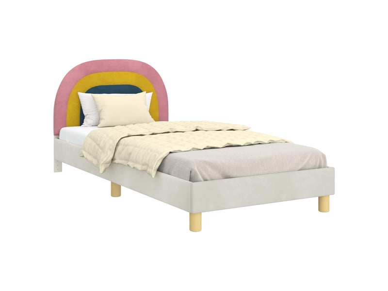 Cadre de lit pour enfants - lit jeune avec tête de lit crème 80 x 200 cm - Conforama A