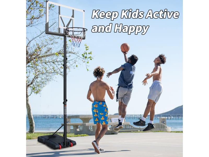  Panier de basket extérieur réglable 173,74–304,8 cm, roulettes, revêtement antirouille  - Conforama D