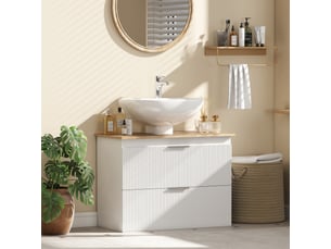 Meuble sous-vasque 2 tiroirs en mdf blanc et coloris bois 80x40x60 cm