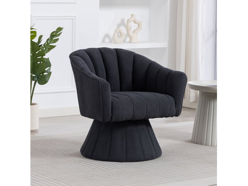 Fauteuil pivotant 360° edler avec assise et dossier ergonomiques, accoudoirs enveloppants et design moderne, gris foncé - Conforama D