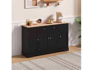 Buffet de cuisine 138x40x85 cm – noir – rangement modulable avec tiroirs et étagères réglables