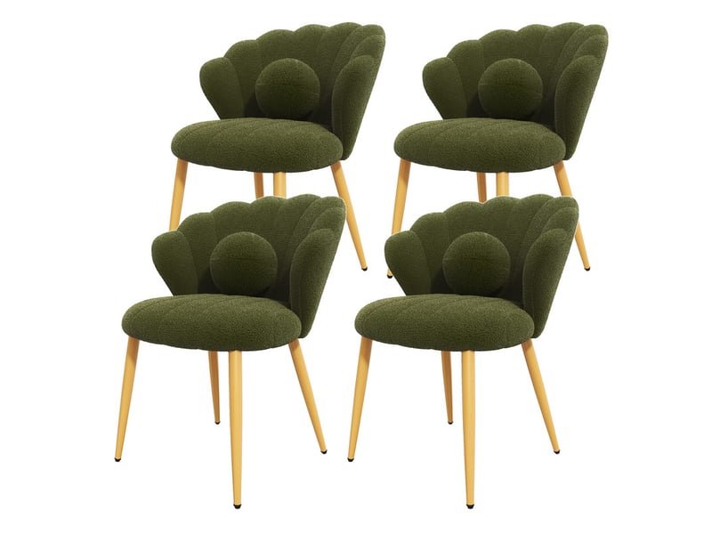  Lot de 4 chaises – rembourrées – pieds en métal doré – vert  - Conforama D