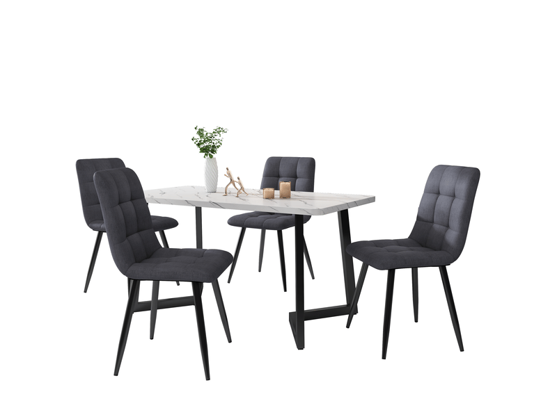  Chaise de salle à manger lot de 4 avec assise rembourrée et dossier ergonomique en lin gris, 44 × 41 × 86 cm  - Conforama A