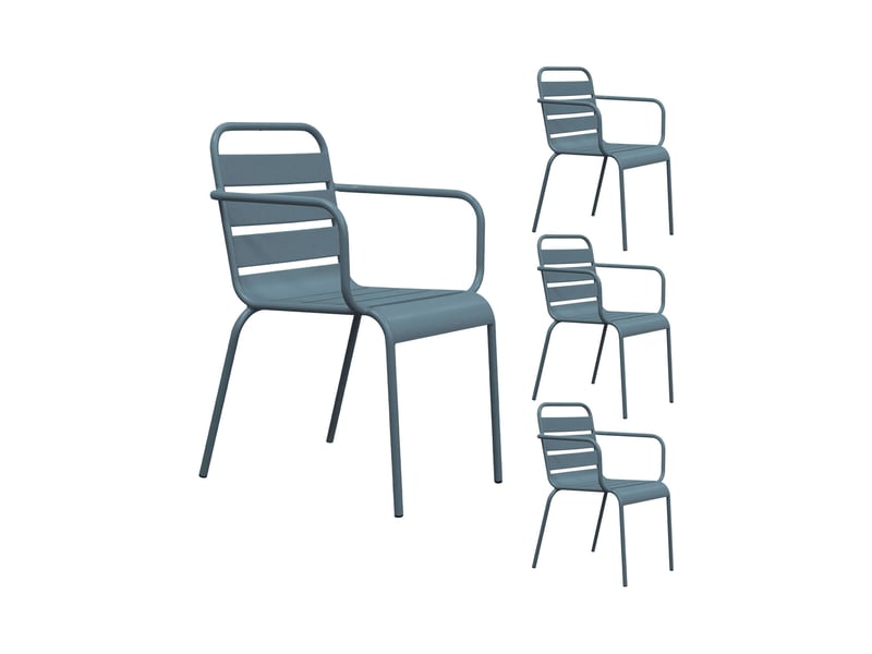  Ensemble table de jardin + 4 fauteuils en métal bleu gris - baca  - Conforama D