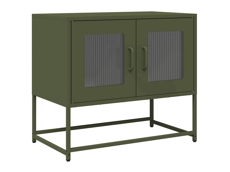  Meuble tv - banc tv - meuble de rangement vert olive 68x39x60,5 cm acier laminé à froid  - Conforama A