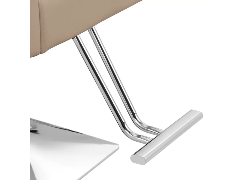 Fauteuil de coiffure professionnel avec repose-pieds hauteur d'assise 45-55 cm 150 kg acier mousse beige 14_0008981  - Conforama C