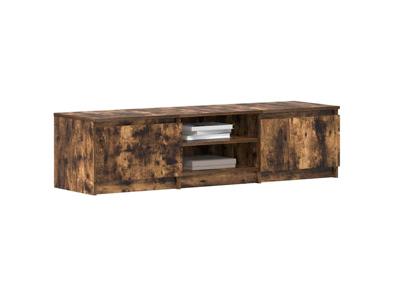  Meuble tv - banc tv - meuble de rangement chêne fumé 140x40x35,5 cm bois d'ingénierie  - Conforama D
