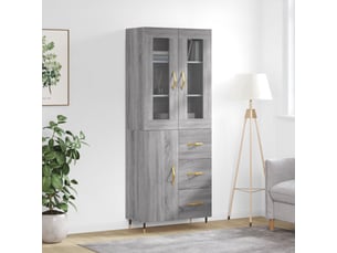 Buffet haut - bahut - meuble de rangement sonoma gris 69,5x34x180 cm bois d'ingénierie