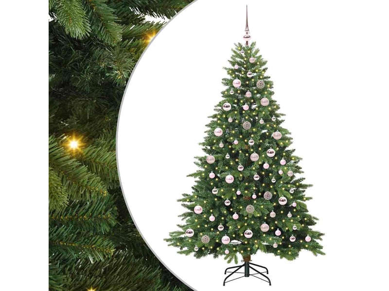  Sapin de noël artificiel, arbre de noël avec 300 led vert 180 cm pe et pvc shl4240  - Conforama A