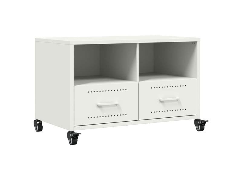  Meuble tv - banc tv - meuble de rangement blanc 68x39x43,5 cm acier  - Conforama A