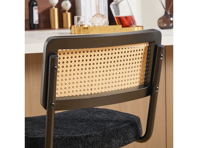  Lot de 2 tabourets de bar en tissu chenille noir, pieds en métal W5171P479848 - Conforama D