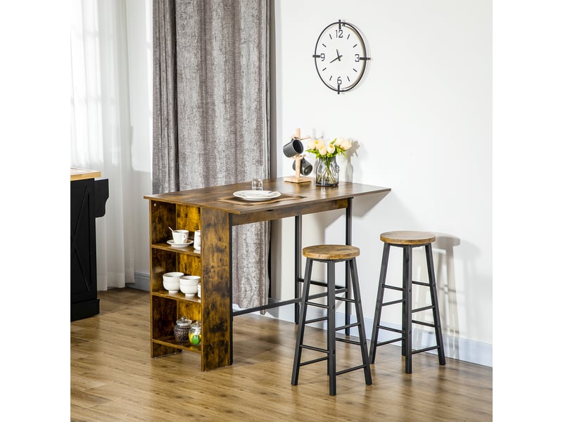  Comptoir de bar pliable de style industriel avec étagère à 3 niveaux, 120 x 76 x 91,4 cm  - Conforama D