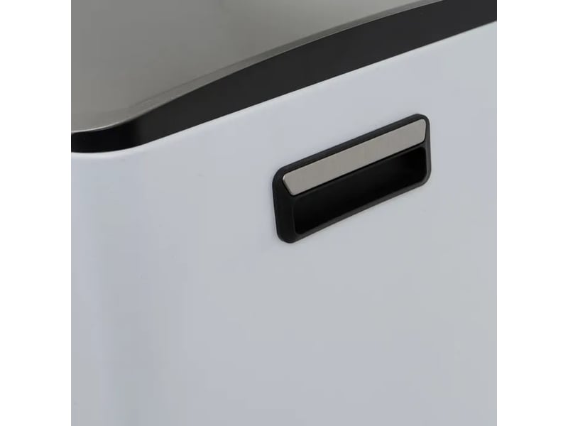  Poubelle de tri sélectif rectangulaire 60l (2x30l) à double compartiment en métal blanc anti-traces avec deux pédales indépendantes - longueur 45 x profondeur 36 x hauteur 71,5 cm  - Conforama D
