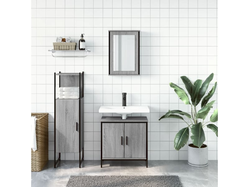  Ensemble de meubles de salle de bain 3 pcs sonoma gris cf63824  - Conforama C