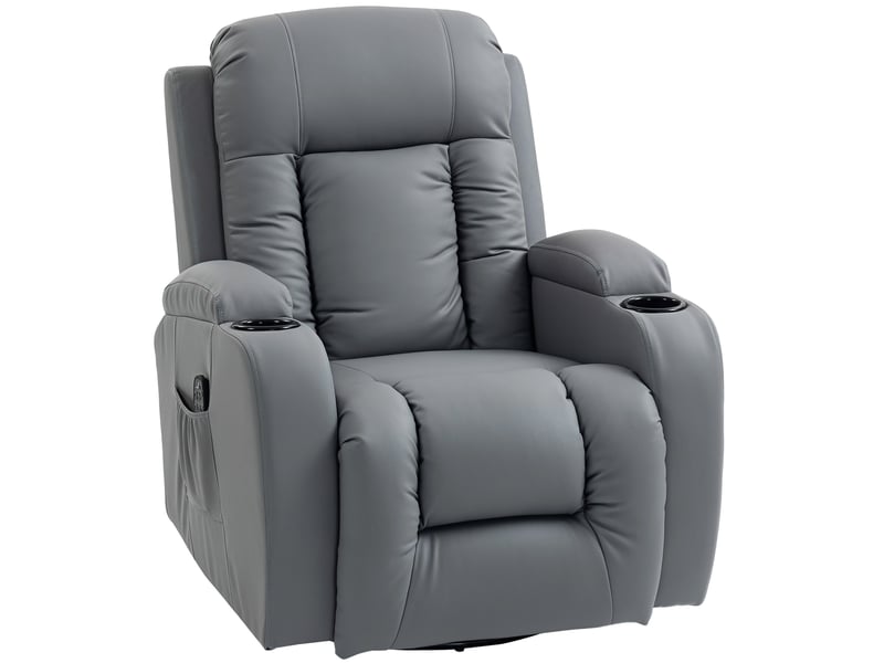  Fauteuil de massage chauffant inclinable repose-pieds ajustable télécommande gris  - Conforama A