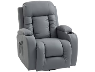 Fauteuil de massage chauffant inclinable repose-pieds ajustable télécommande gris