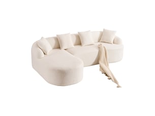 Canapé d'angle compressé gauche fixe MAISENTIEL 3 places Tissu blanc cassé