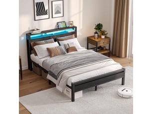 Lit avec rangement 140x190 cm KORFEE coloris noir