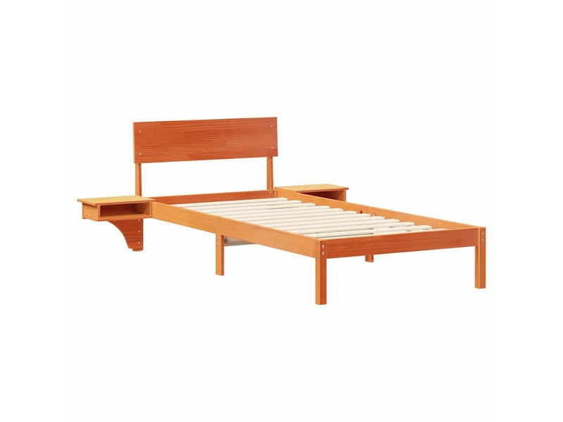  Lit simple- lit adulte -  cadre de lit avec tête de lit brun  90 x 190 cm pin massif  - Conforama C