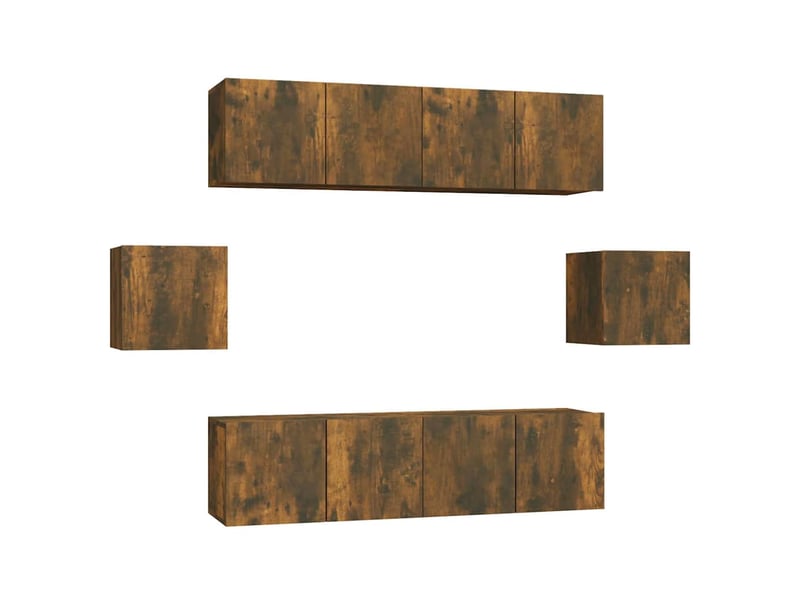  Ensemble de meubles tv 6 pcs chêne fumé bois d'ingénierie shl37156  - Conforama A