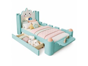 Lit avec rangement 90x200 cm <strong>OKWISH</strong>  <strong></strong> coloris vert