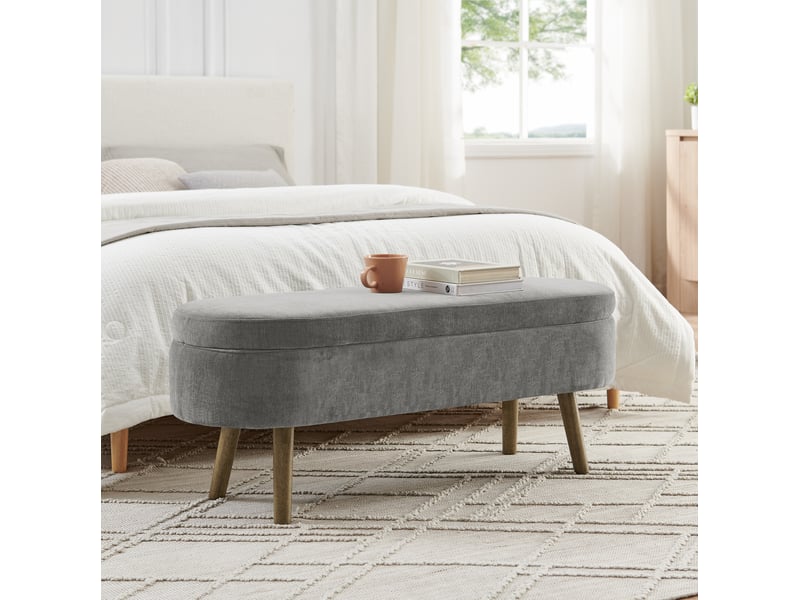  Banquette de rangement tcqpz 110 x 40 x 42 cm coffre 20 l en tissu chenille gris foncé  - Conforama D