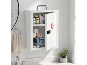 Armoire à pharmacie murale avec serrure à code en acier blanc 32x14x38 cm