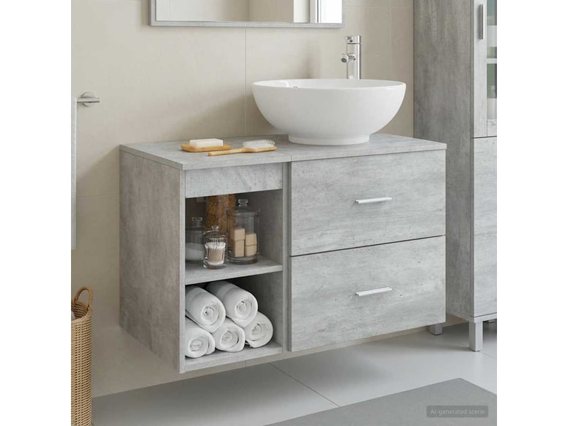  Ensemble de mobilier de salle de bain 2 pcs gris béton shl5815  - Conforama B