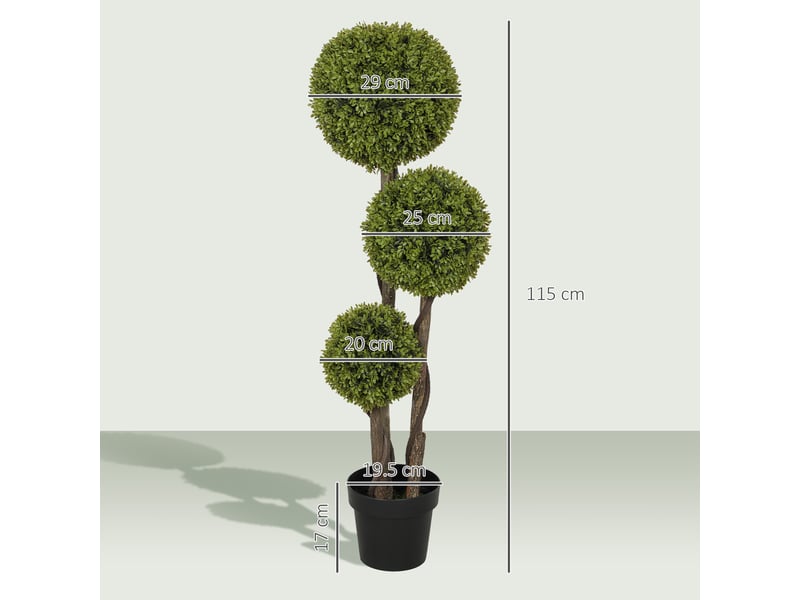 Plante de buis artificielle avec 3 boules, pot inclus et base renforcée, hauteur 115 cm - Conforama E