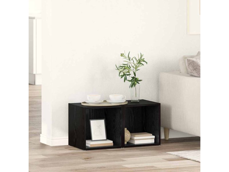  Ensemble meuble tv - banc tv - meuble de rangement 2 pcs noir bois d'ingénierie  - Conforama B