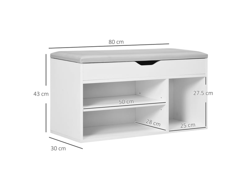  Étagère à chaussures peu encombrante avec banc de rangement et compartiments ouverts  - Conforama E