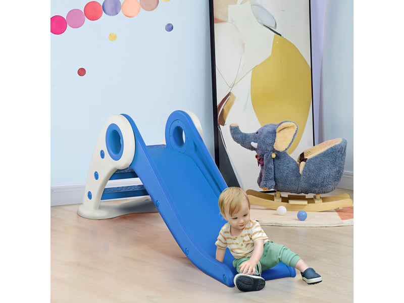  Toboggan enfant pliable pour usage intérieur et extérieur 3 à 6 ans 120 x 50 x 56 cm hdpe bleu  - Conforama B