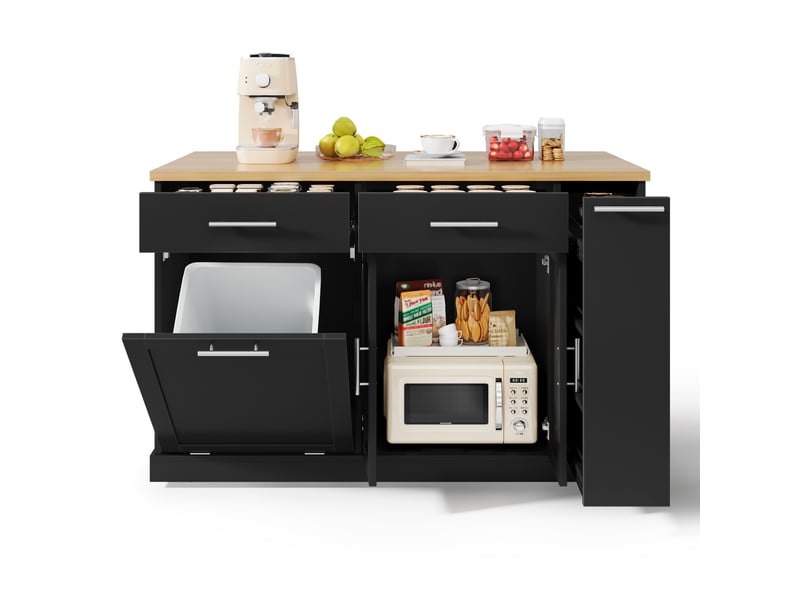  Îlot de cuisine 1 porte 2 tiroirs coloris noir mdf  - Conforama A