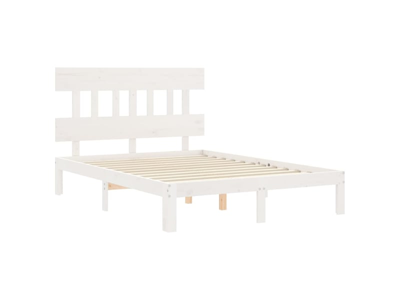  Lit double- lit adulte -  cadre de lit sans matelas blanc 140x190 cm bois de pin massif  - Conforama D