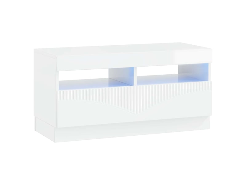  Meuble tv - banc tv - meuble de rangement led hoorn 3 pcs blanc brillant bois d'ingénierie  - Conforama E