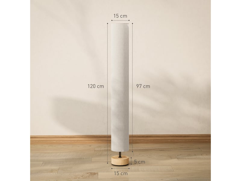  Lampadaire pour salon, puissance max. 40 w, douille e27, abat-jour en lin et structure en métal, ø 15 x 120 cm, beige  - Conforama E