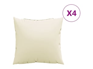 Lot de 4 coussins de canapé, coussins décoratifs crème 50x50 cm tissu cf59234