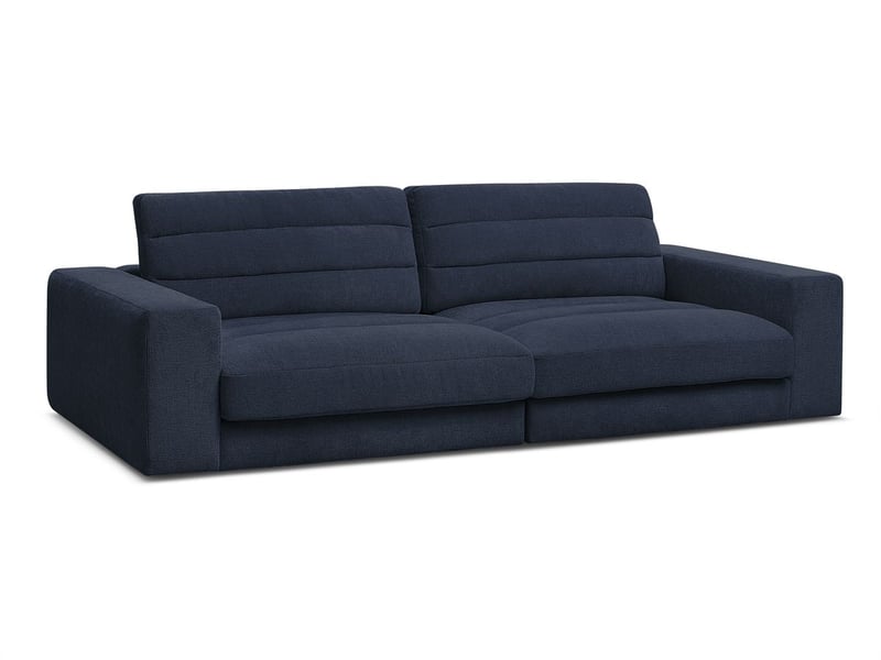  Bobochic canapé droit fixe 3 places sierra tissu texturé bleu foncé SIERRA - Conforama A