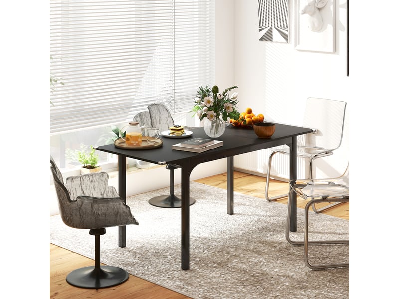  Table à manger pliante et extensible de 4 à 6 personnes, pieds en acier, pour petits espaces, salle à manger, noir  - Conforama D