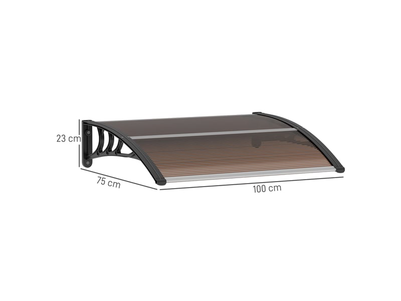  Auvent de porte d'entrée 120 x 75 cm, auvent adossé, toit en polycarbonate  - Conforama E