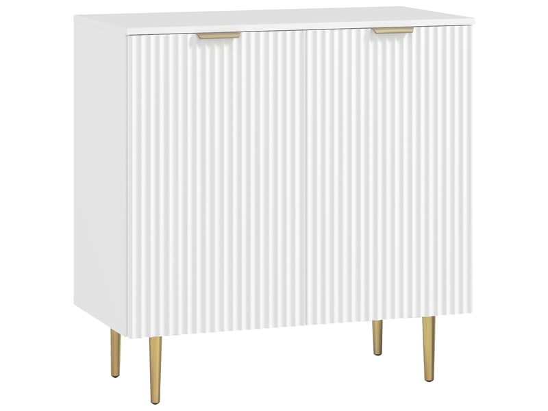  Buffet cuisine, meuble de rangement avec 2 portes, étagère réglable, pieds métalliques surélevés, 80 x 40 x 80 cm, blanc  - Conforama B