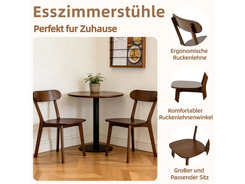  Lot de 2 chaises de salle à manger 49,5x40x78 cm en bois coloris noyer  - Conforama D