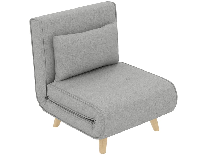 Fauteuil convertible 1 place dossier inclinable 6 positions aspect lin gris clair - Conforama A