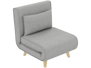 Fauteuil convertible 1 place dossier inclinable 6 positions aspect lin gris clair