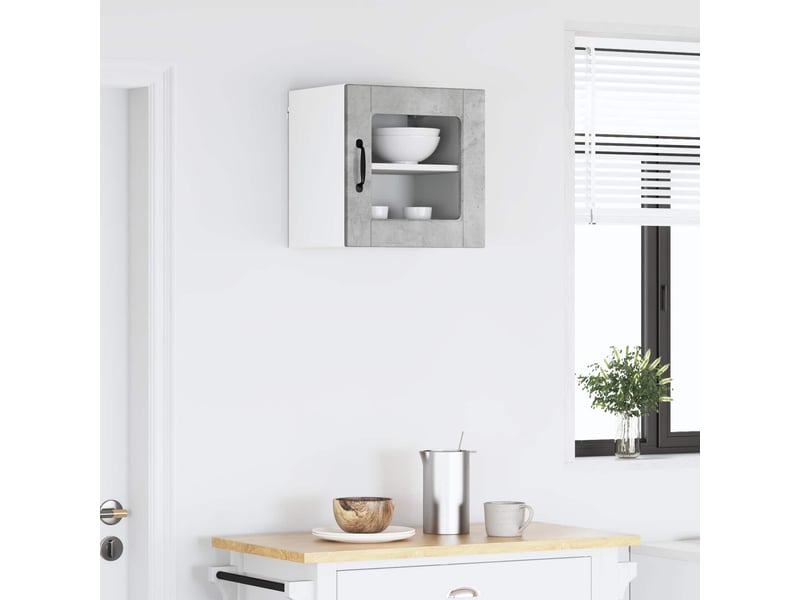 Meuble mural de cuisine, cabinet en verre mural gris béton 40x31x40cm shl2247 - Conforama D