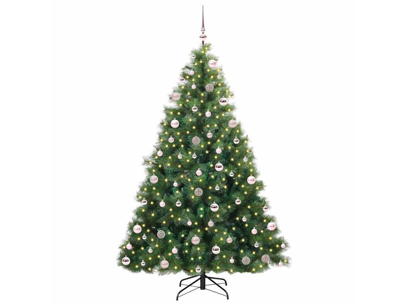 Sapin de noël artificiel, arbre de noël avec 300 led vert 210 cm pe et pvc shl9675 - Conforama C
