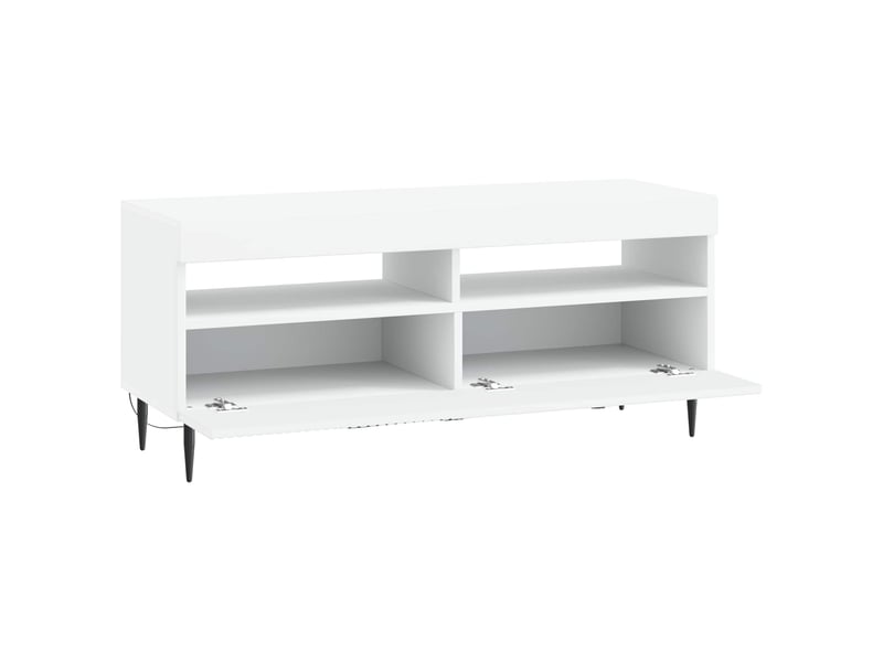 Meuble tv - banc tv - meuble de rangement led blanc bois d'ingénierie - Conforama E