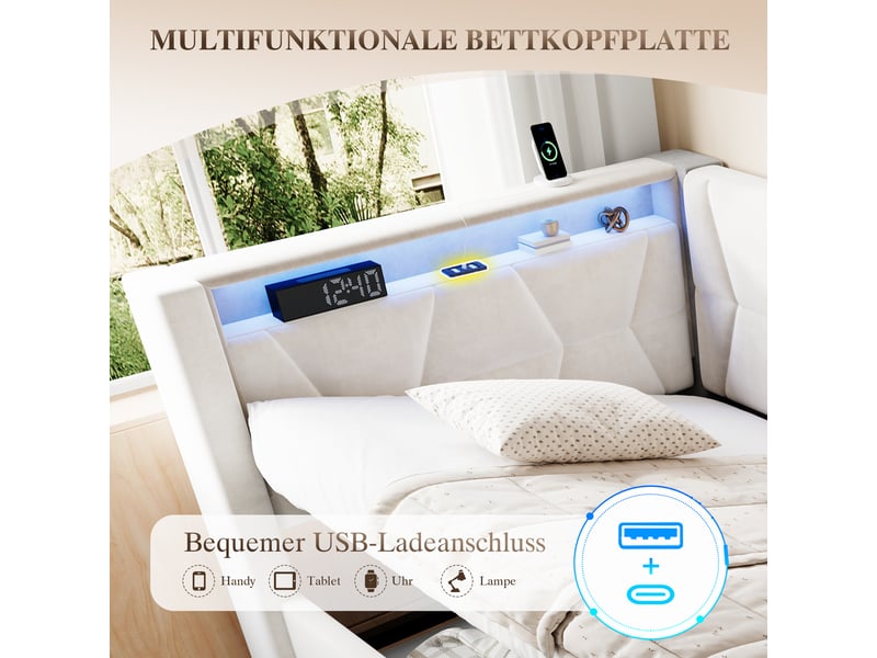  Lit rembourré avec rangement - 90x200 cm - lit simple - velours - coffre de lit hydraulique 90x200 cm - Conforama D